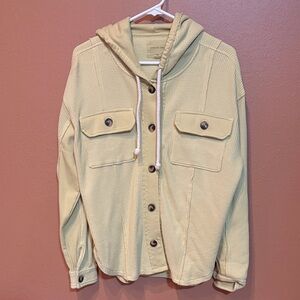 American Eagle Outfitters Light Yellow Button-Up Hoodie